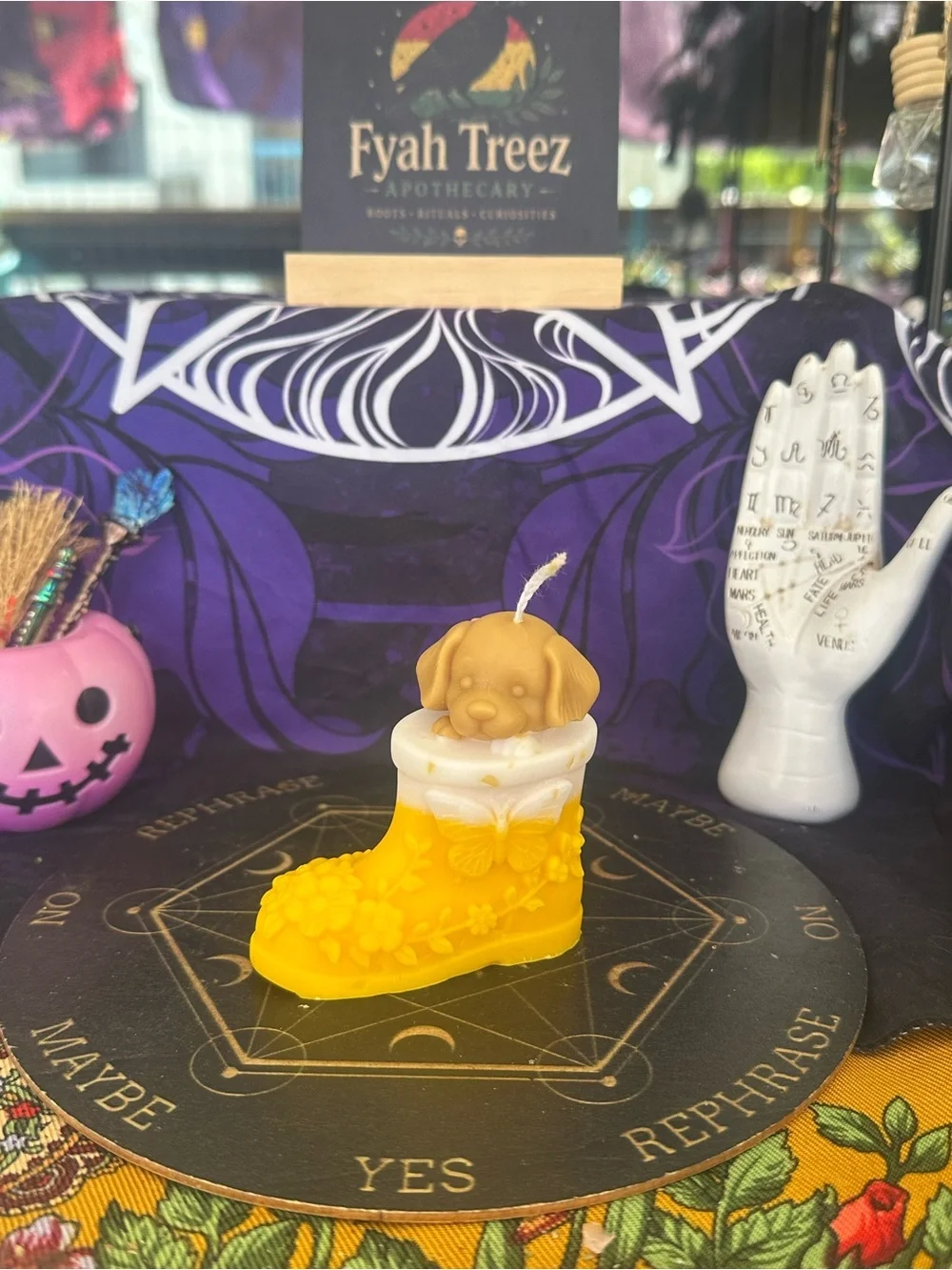 Yellow Puppy in a Boot Candle